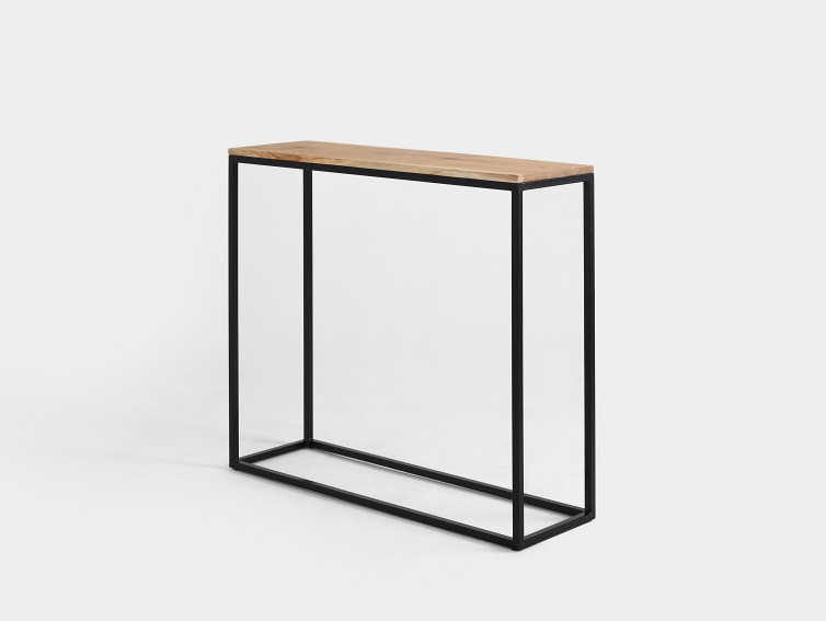 Konsola JULITA SOLID WOOD 92-1F 100x30 Dąb/Czarny