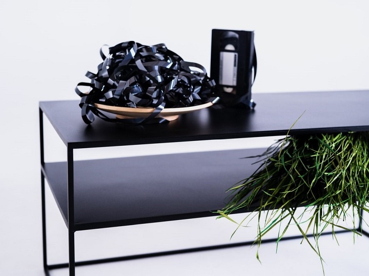 Stolik RTV Tensio 2 Floor Metal 100x45 Czarny