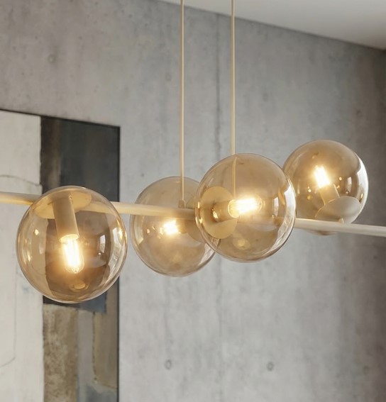 Lampa Wisząca MAGNUS 6 Beżowy/Bursztynowy