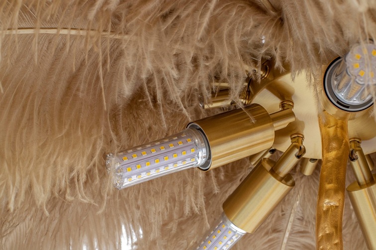 Lampa Podłogowa Tiffany 110x110x165 Złoty/Beżowy