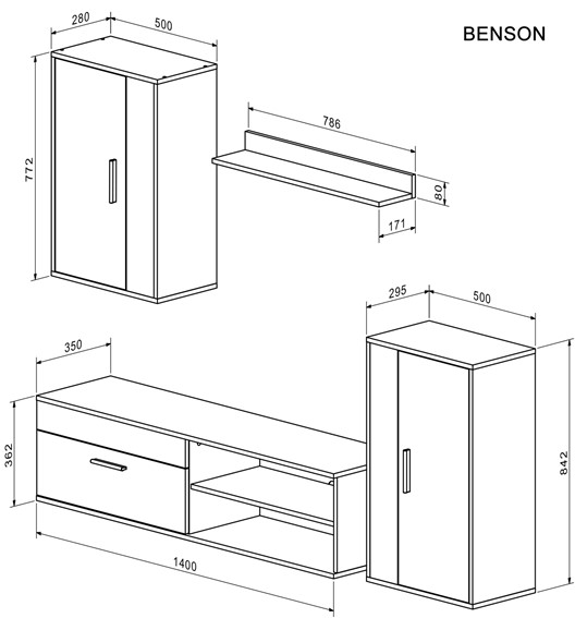 Zestaw Mebli BENSON Dąb Artisan/Kaszmir