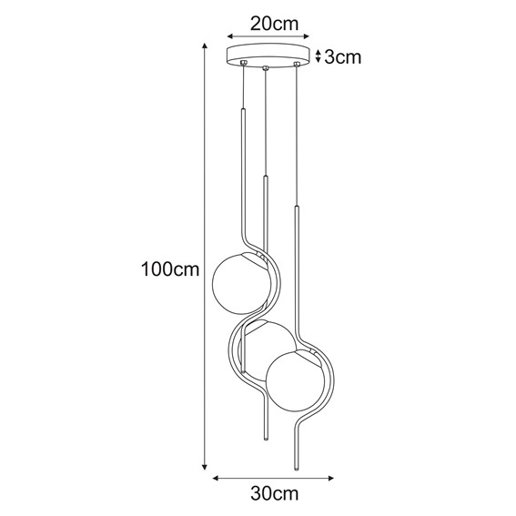 Lampa Wisząca VELA K-5338 Czarny/Bursztynowy