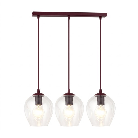 Lampa Wisząca ISTAR 3 Burgundowy/Transparentny