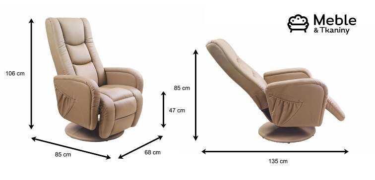 Fotel z Funkcją Masażu i Grzania PULSAR RECLINER Beżowy