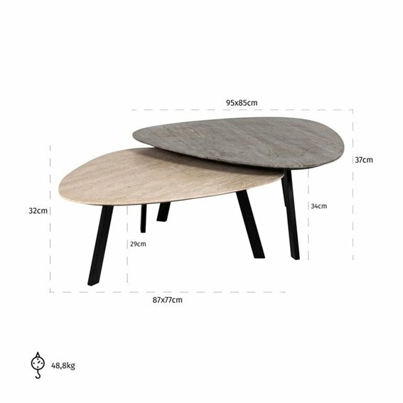 Zestaw Stolików Kawowych SPENCER 95x85cm Beżowy