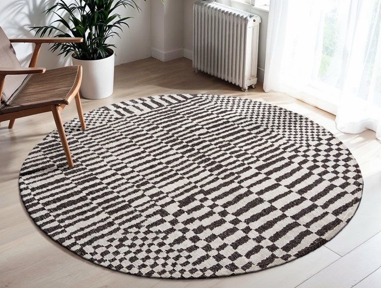 Dywan BERBER Caidal Round 9651 240x240 cm Szary/Czarny