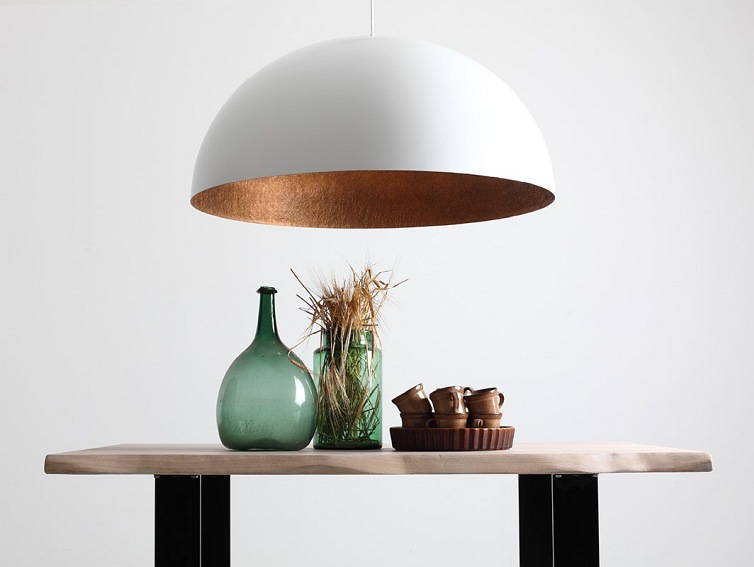 Lampa wisząca LORD 90 – miedziano-biały