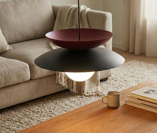 Lampa Wisząca NAGOYA 1 Czarny/Burgundowy