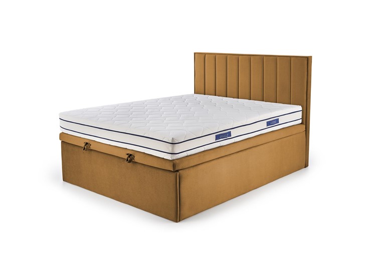 Łóżko Kontynentalne Tapicerowane ASENTO 160x200 Musztardowy