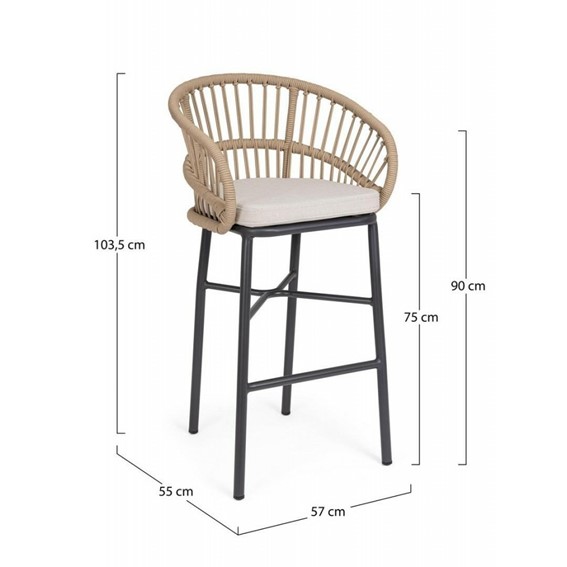 Krzesło Barowe Ogrodowe ODIVELAS Beżowy