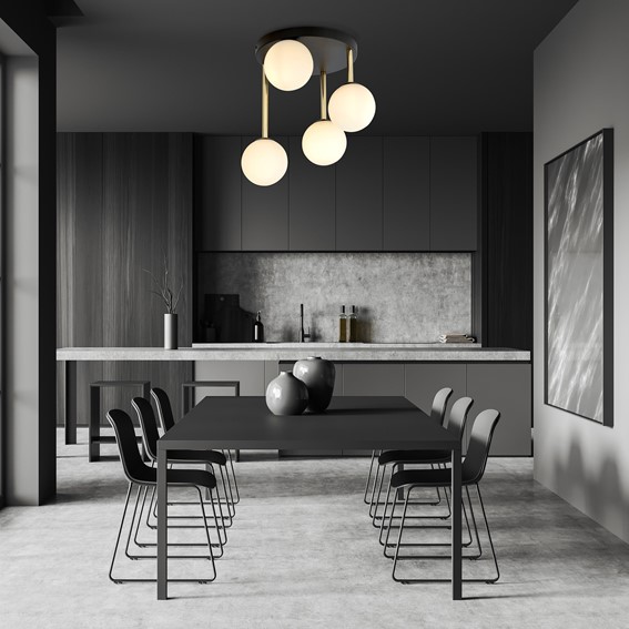 Lampa Sufitowa DOLCE 4 Czarny/Opal