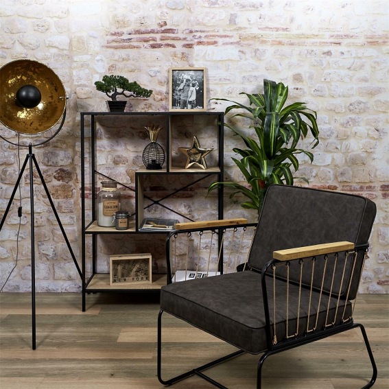 Regał RACK M Czarny/Dąb