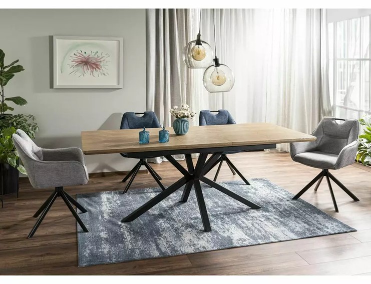 Stół LOGAN (160-200)x90 Czarny Mat/Dąb