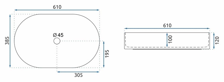 Umywalka Nablatowa NADIA 60 STONE MATT Czarny