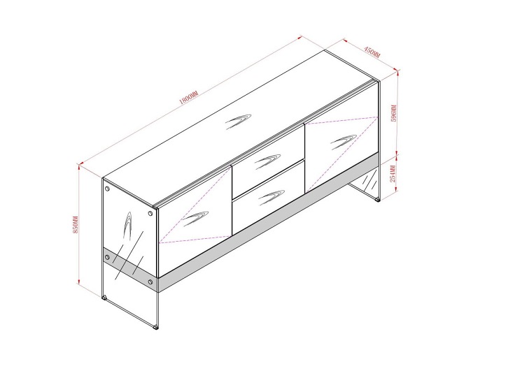 Komoda Soho SH03 45x180x85 Biały