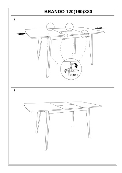 Stół Rozkładany BRANDO (120-160)x80 Dąb