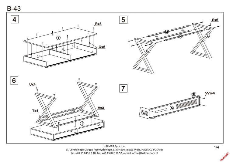 Biurko B43 Dąb Złoty/Czarny