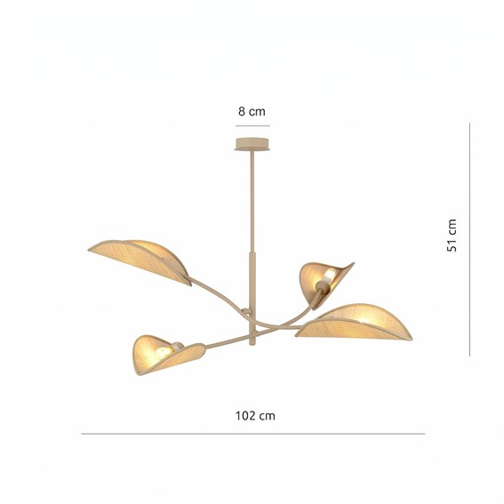 Lampa Sufitowa LOTUS 4 Beżowy/Rattan