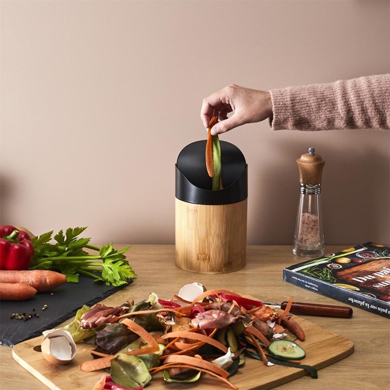 Mini Kosz na Śmieci Bambus/Biały