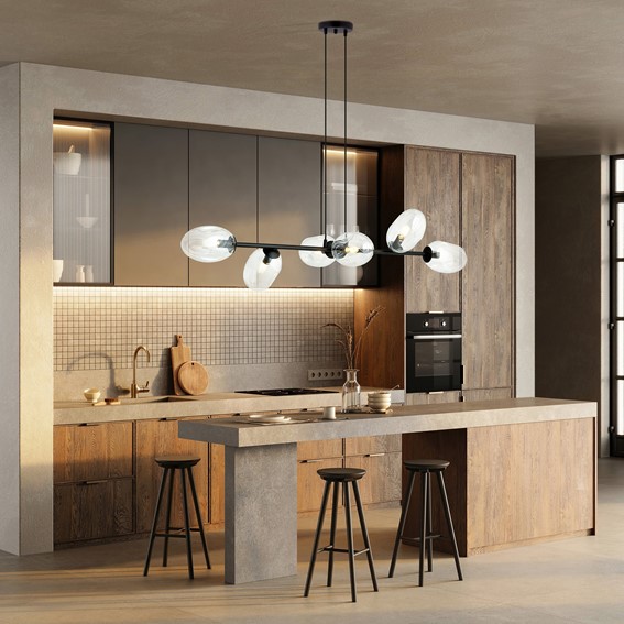 Lampa Wisząca PANDORA 6 Czarny/Transparentny