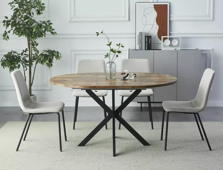 Stół Rozkładany GASTON Fi100cm Orzech Vintage/Czarny