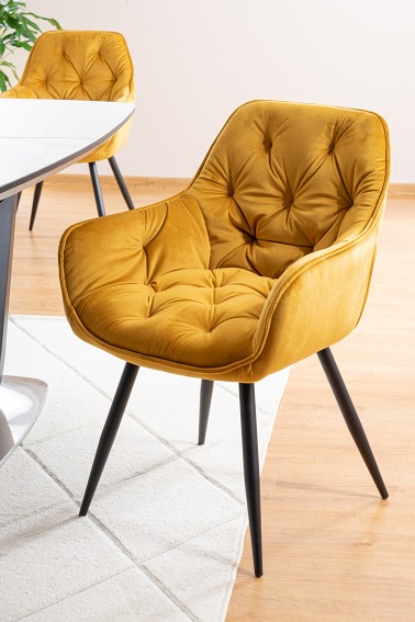 Krzesło CHERRY Velvet Czarny/Curry Bluvel 68