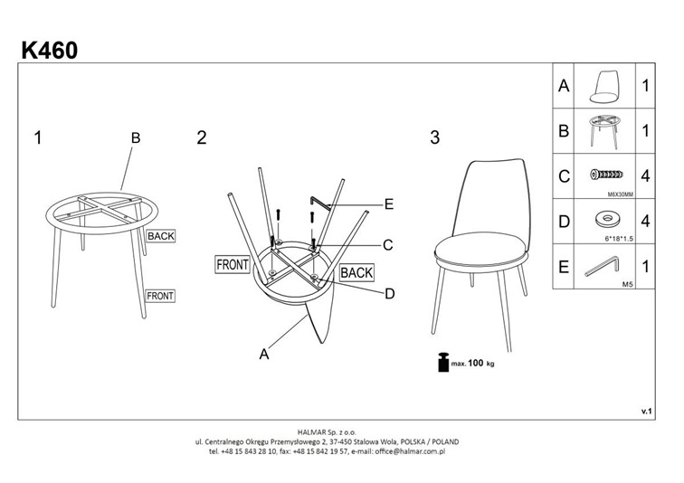 Krzesło K460 Złoty/Różowy