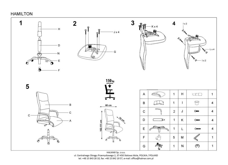 Fotel Obrotowy Gabinetowy HAMILTON Czarny