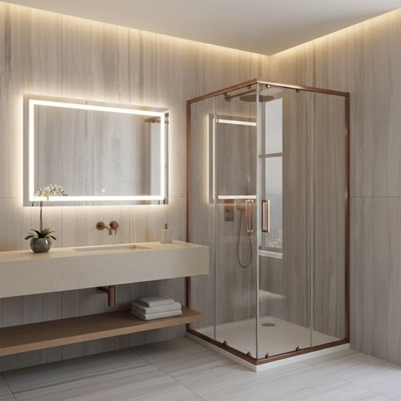 Kabina Prysznicowa CITY 90x90cm Miedź Szczotkowany