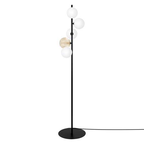 Lampa Podłogowa SATURNO K-5696 Biały/Bursztynowy/Czarny