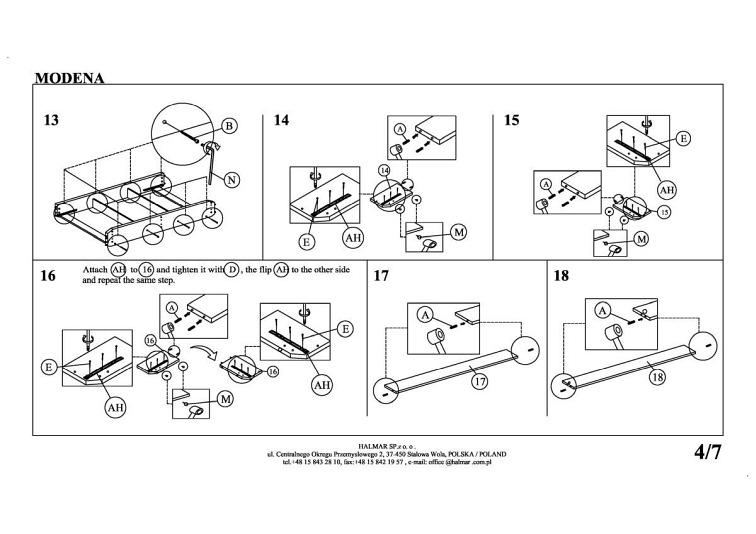 Łóżko tapicerowane MODENA 160x200 popiel