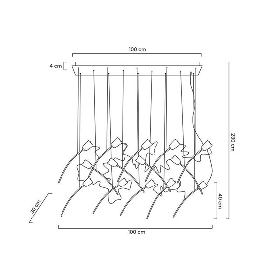 Lampa Wisząca TULIPPE 14 LINE Złoty