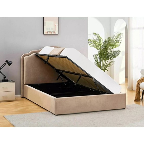 Łóżko FLORENCJA Velvet 160x200cm Ciemny Beżowy