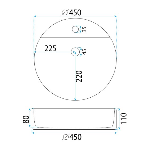 Umywalka Nablatowa RONDA Biały