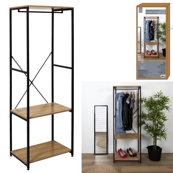 Wieszak/Garderoba Lukis 40x60x167 Dąb/Czarny