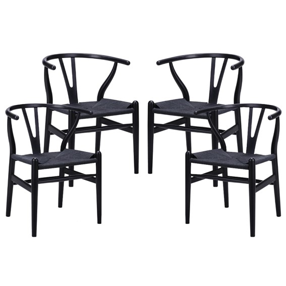 Zestaw 4x Krzesło Drewniane VALI Czarny/Czarny