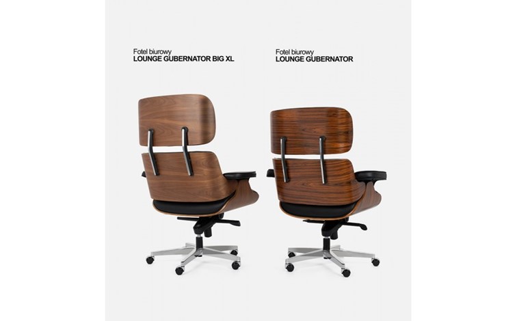 Fotel Biurowy LOUNGE GUBERNATOR BIG XL Czarny/Orzech