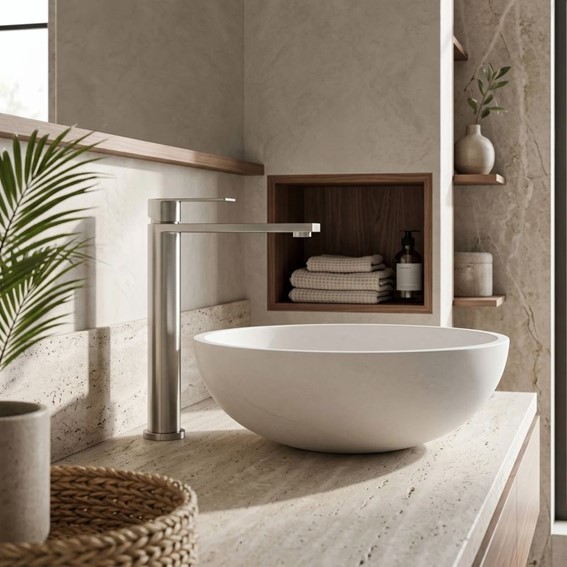 Bateria Umywalkowa Wysoka HUNTER Nikiel Szczotkowany