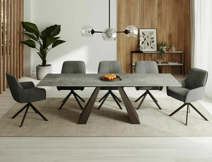 Stół SALVADORE Ceramic Pietra Di Savoia (160-240)x90 Czarny/Jasny Szar