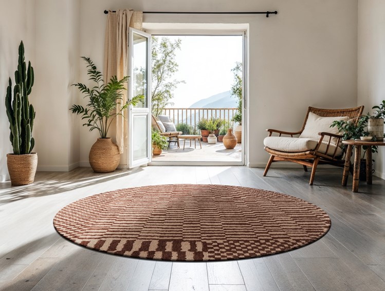 Dywan BERBER Ksar Round 9653 240x240 cm Szary/Brązowy