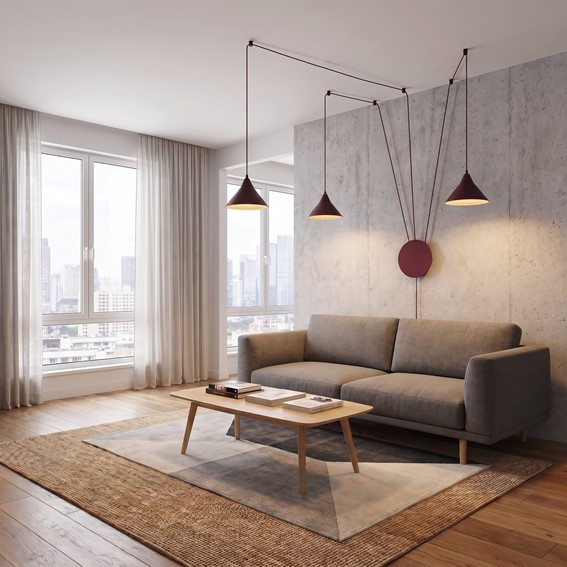 Lampa Wisząca ABRAMO 3 Burgundowy