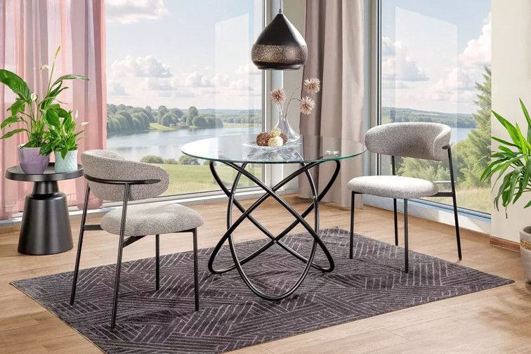 Stół Okrągły ORBIT fi100 Transparentny/Czarny