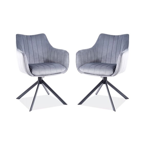 Zestaw 2x Krzesło AZALIA Velvet Czarny/Szary Bluvel 14