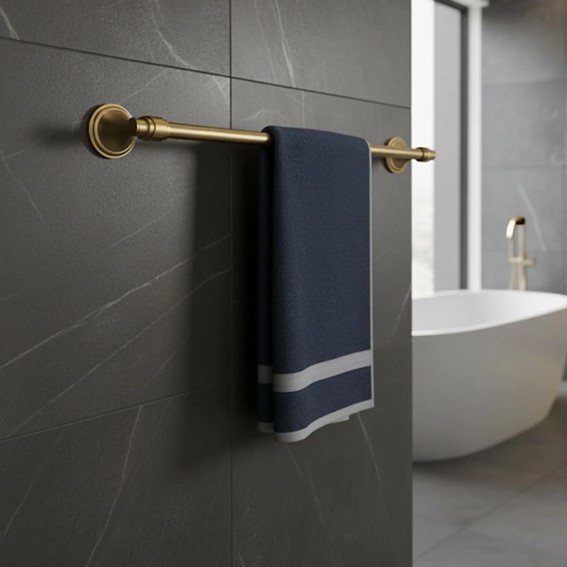 Wieszak Łazienkowy Jednoramienny 16101 ARISTO Złoty Szczotkowany