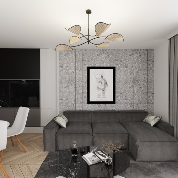 Lampa Sufitowa LOTUS 6 Czarny/Rattan