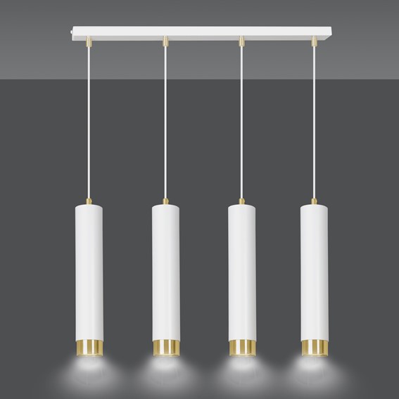 Lampa Wisząca KIBO 4 Biały/Złoty