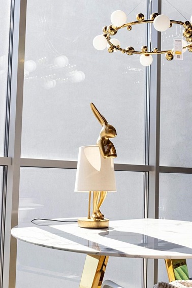 Lampa Stołowa Rabbit 26x23x68 Złoty/Biały