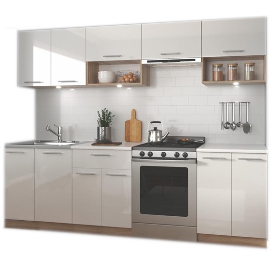 Kuchnia Zestaw VIOLA 260 Dąb Sonoma/Biały Połysk