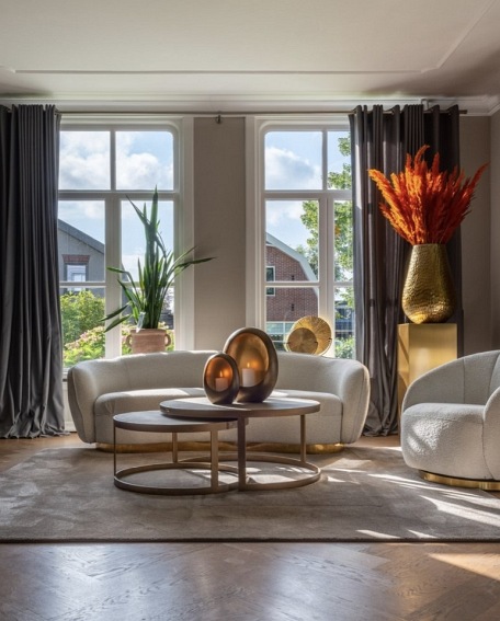 Stolik Kawowy BLOOMINGVILLE fi91,5 Złoty/Szary