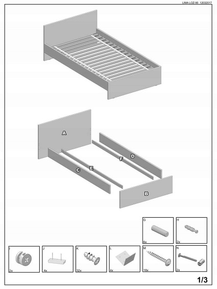 Łóżko LIMA 90x200 Dąb Sonoma